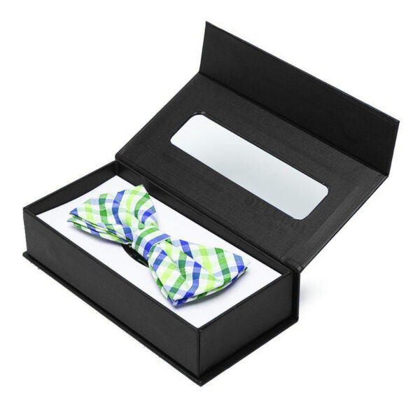 Black Textured Rigid Bow Tie Gift Box with Window Insert Black Textured Rigid Bow Tie Gift Box with Window Insert