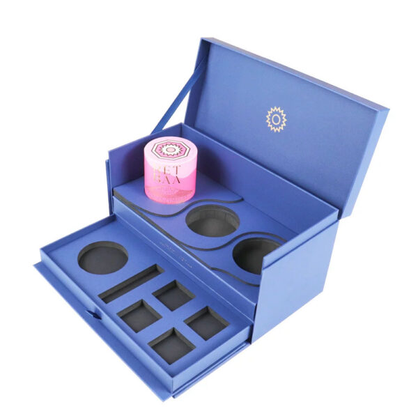 Blue Double-Layer Candle Gift Box with Foam Drawer Insert Blue Double-Layer Candle Gift Box with Foam Drawer Insert