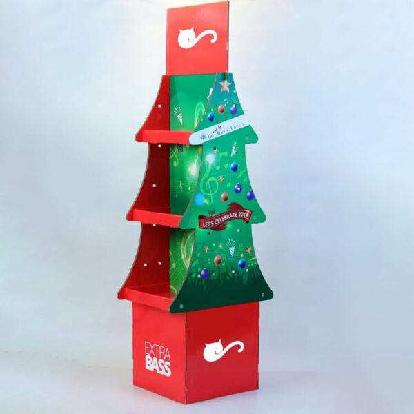 Christmas Tree Corrugated Retail Display Stand with Shelves Christmas Tree Corrugated Retail Display Stand with Shelves