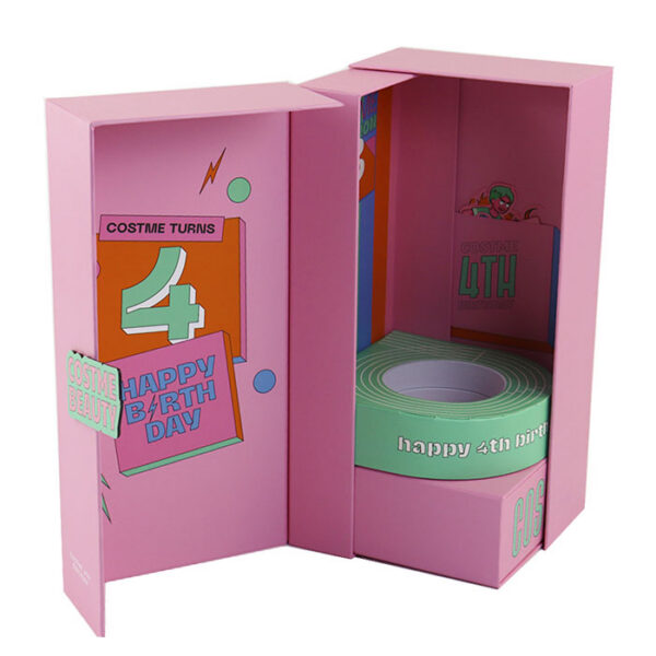 Double-Door Cosmetic Gift Set Box with Round Display Insert Double-Door Cosmetic Gift Set Box with Round Display Insert