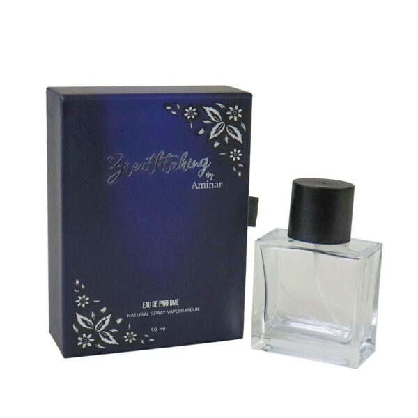 Navy Drawer Perfume Box with Ribbon Pull and Foam Insert