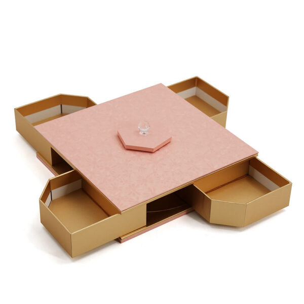 Pink Gold Four-Drawer Rigid Gift Box with Crystal Handle Pink Gold Four-Drawer Rigid Gift Box with Crystal Handle