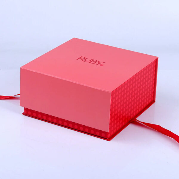 Red Collapsible Period Care Gift Box with Ribbon Closure Red Collapsible Period Care Gift Box with Ribbon Closure