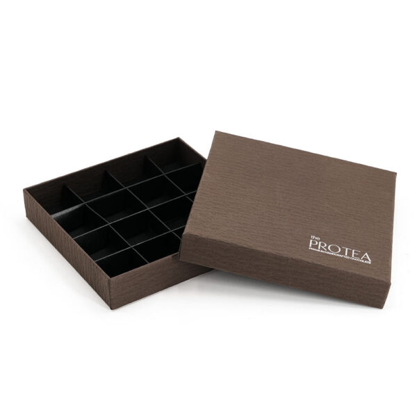 Rigid Chocolate Gift Box with Logo Printed Grid Inserts Rigid Chocolate Gift Box with Logo Printed Grid Inserts